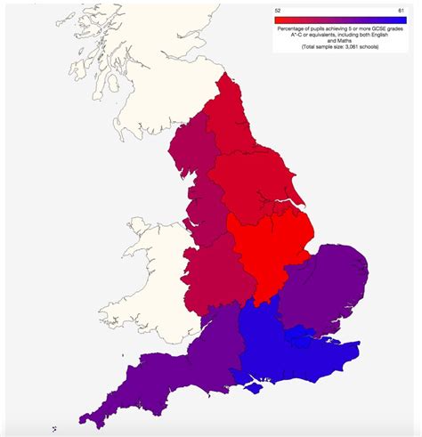 North South Divide Mapped In Gcse Results Bbc News