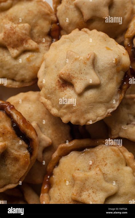 Freshly Baked Home Made Fruity Mince Pies Cooking Cooling Down Stock