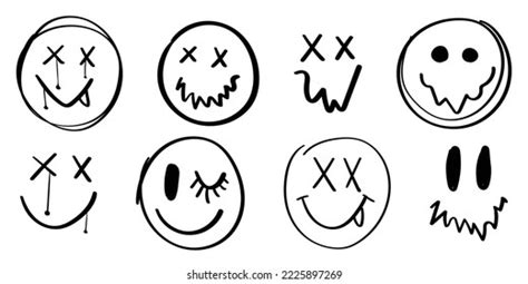 Smiling Face Emoji Drawing Collection Design Stock Vector (Royalty Free ...