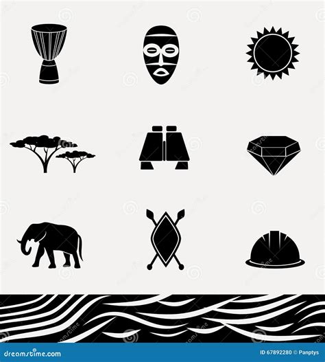 Africa Icon Set Stock Vector Illustration Of Elephant