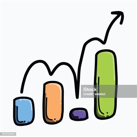 Grafik Pertumbuhan Ikon Vektor Warna Doodle Gambar Ilustrasi Sketsa Garis Gambar Tangan Eps10