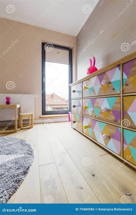 Color Furniture in Baby Room Stock Photo - Image of lighted, design ...