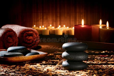 Massage Stones Cairn In A Wellness Holistic Spa Stock Image Image Of