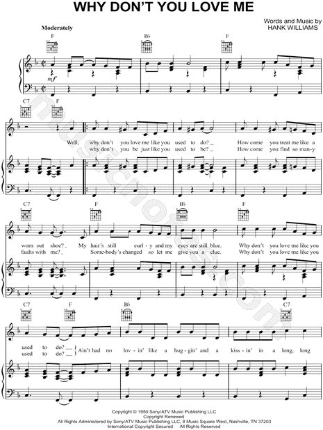 Hank Williams Why Dont You Love Me Sheet Music In F Major Download