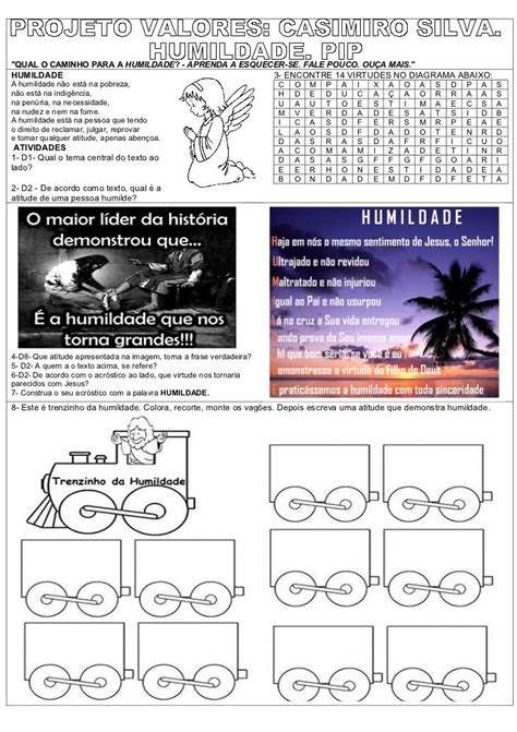 Atividades Diversas Cl Udia Projeto Valores Tema Humildade
