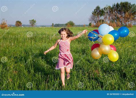 Happy Summer Girl Stock Photo Image Of Balloon Childhood 26785502