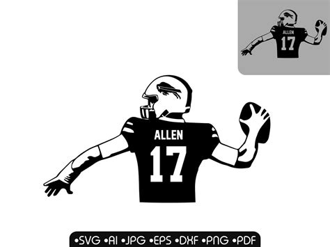 Josh Allen 17 Buffalo Bills Silhouette Nfl Vector Etsy