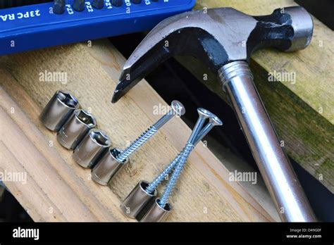 Hammer And Screws Stock Photo Alamy