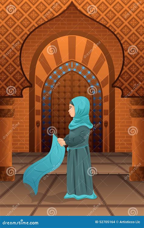 Mujer Musulm N Que Ruega En La Mezquita Ilustraci N Del Vector