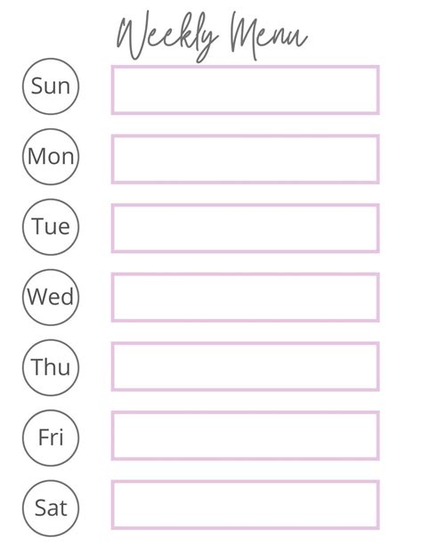 Weekly Menu Printable-weekly Planner-meal Planner-print on Demand-pdf ...