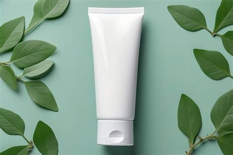 Tube De Soin Du Visage Avec Tiquette Vierge Et Bulles De Savon Sur