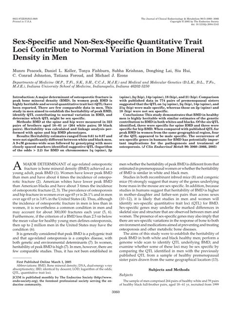 Pdf Sex Specific And Non Sex Specific Quantitative Trait Loci