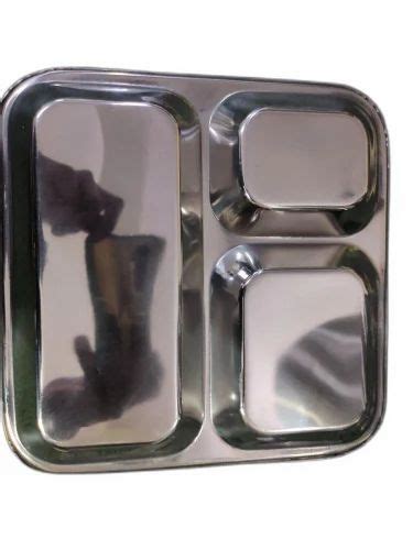 Silver Square Stainless Steel Pav Bhaji Plate For Home Kitchen Size