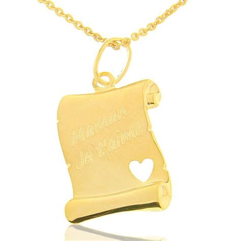 Pendentif Parchemin Maman Je T Aime Or Jaune Cha Ne Offerte