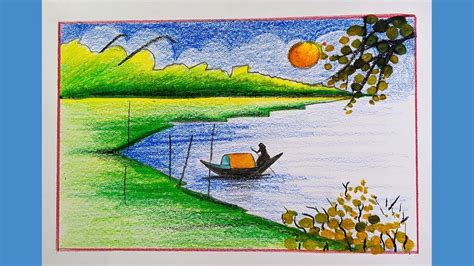 Beautiful Bangladeshi Village Scenery Drawing Easy Bangladeshi