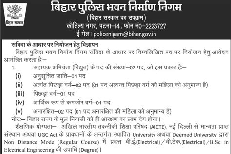 Bpbcc Bihar Police Assistant Engineer Electrical Recruitment