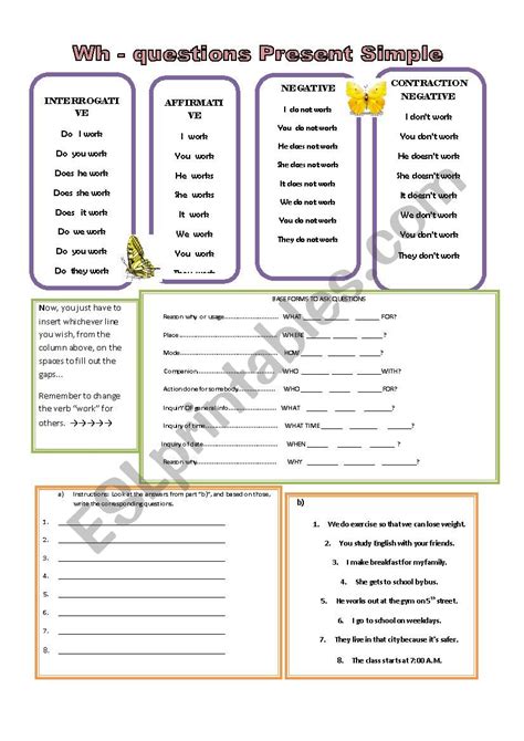 WH QUESTIONS PRESENT SIMPLE ESL Worksheet By Jalomi112