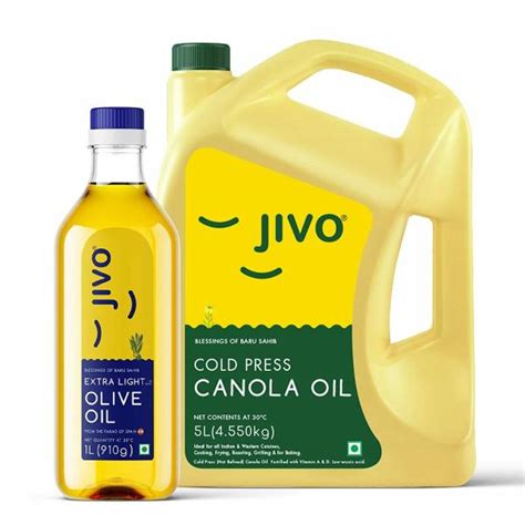 Jivo Canola Cold Press Edible Oil 5 Ltr Extra Light Olive Oil 1 Ltr