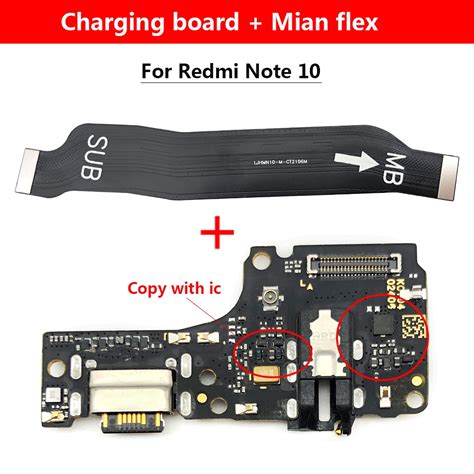 Usb Charging Port Flex For Redmi Note 10 With Main Board Motherboard