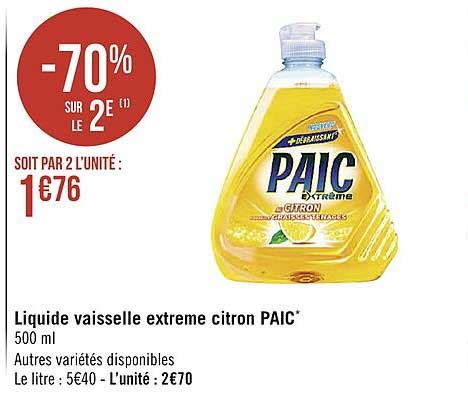 Offre Liquide Vaisselle Extreme Citron Paic Chez Spar