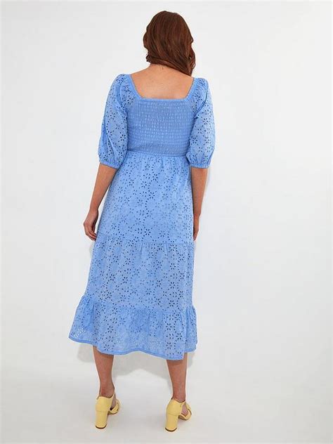 Joe Browns Broderie Cotton Midi Dress Blue Uk