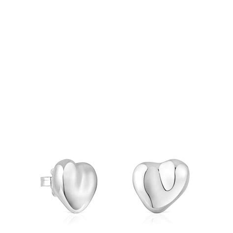 Silver Heart Motif Earrings Tabit Tous