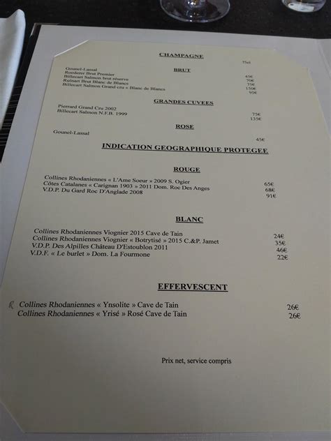 Menu Au Maison Gambert Restaurant Tain L Hermitage