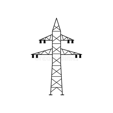 Electricity Tower Icon Vector Transmission Tower Illustration Sign Power Lines Symbol