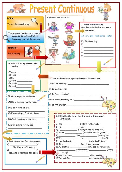 Worksheets Present Continuous Tense Worksheets Samples