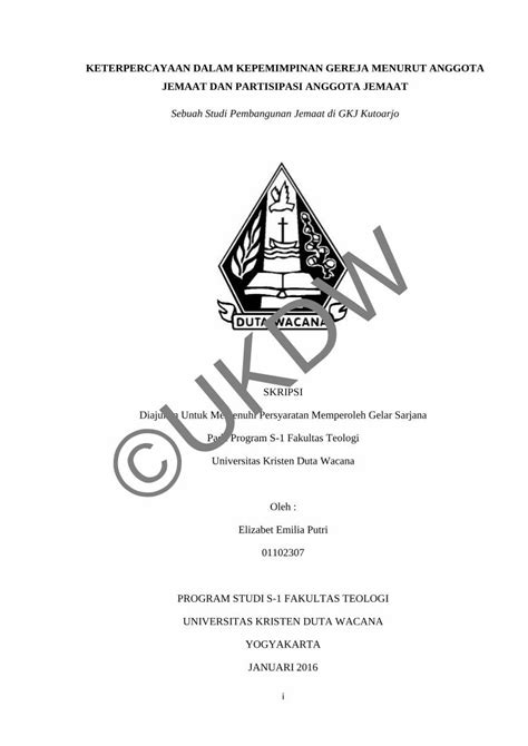 Pdf Keterpercayaan Dalam Kepemimpinan Gereja Menurut