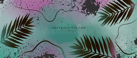 Abstract Vector Green Illustration With Palm Leaves For Decor Covers