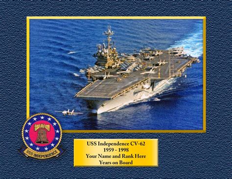 USS INDEPENDENCE CV62 Custom Personalized 8.5 X 11 Print of US Navy ...