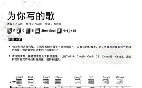 方大同《为你写的歌》吉他谱c调吉他弹唱谱 打谱啦