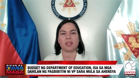 Budget Ng DepEd Isa Sa Mga Dahilan Ng Pagbibitiw Ni VP Sara Mula Sa