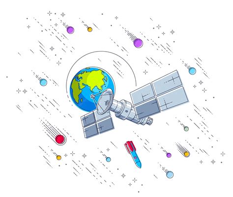 Premium Vector | Satellite orbiting around earth, spaceflight