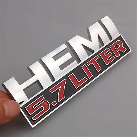 Auto Car Chrome Hemi Logo Decals 57 Liter Badge Emblem Mopar Sticker