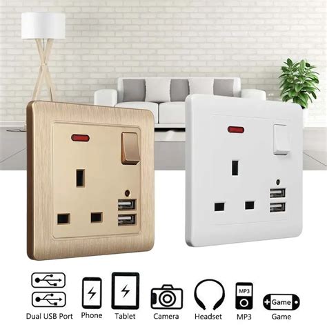 2.1A USB Fast Charge Wall Socket Charger Adapter UK Plug Electric Wall ...