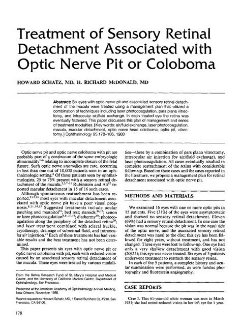 Pdf Treatment Of Sensory Retinal Detachment Associated With Optic