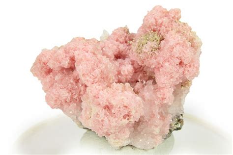 Beautiful Pink Rhodochrosite Crystals On Quartz Peru