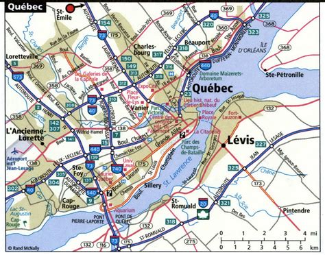 Quebec city road map for truck drivers area town toll free highways map ...