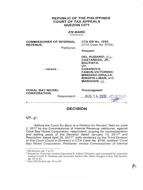 Cta Upholds Cancellation Of P254m Tax Assessment Pdf Withholding