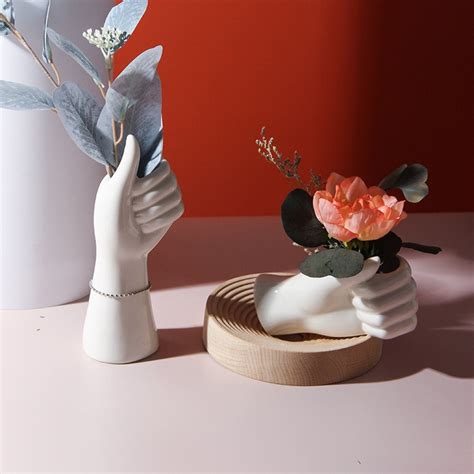 Human Hand Vase White Flower Vase Handmade Vases Vase For Etsy