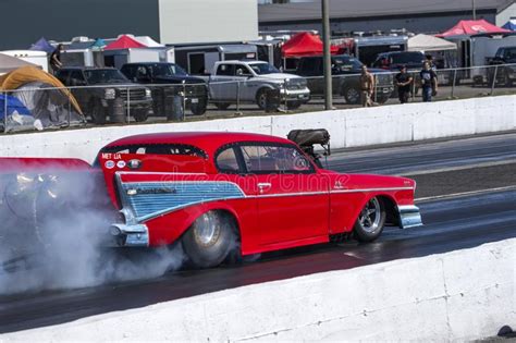 Pro Mod Drag Car Making A Smoke Show On The Track At The Starting Line