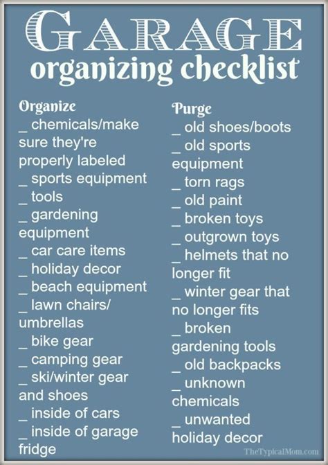 Free Printable Summer House Cleaning Checklist Garage Organization