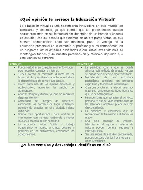 Qué Opinión Te Merece La Educación Virtual | PDF | Tecnologia ... 