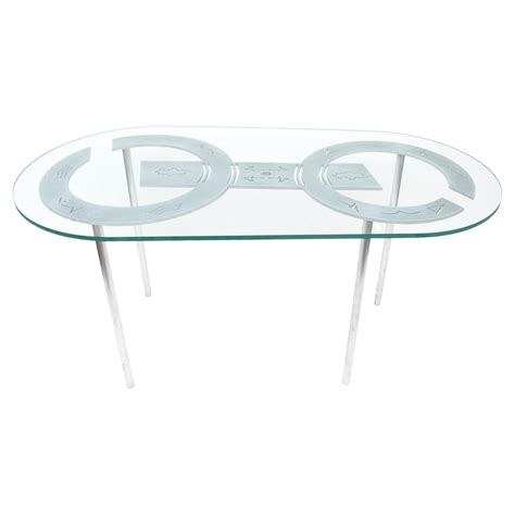 Oval Glass Top Cocktail Table With Gilt Bronze Legs By P E Guerin At 1stdibs