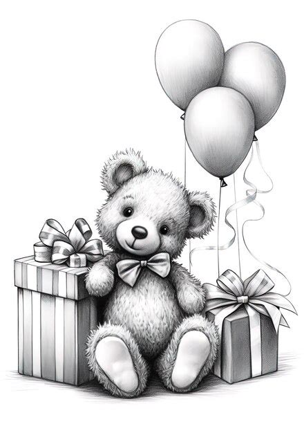 Premium AI Image | a teddy bear with a bow and a gift box with a ribbon ...