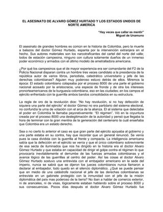 El asesinato de alvaro gómez hurtado y los estados unidos de norte