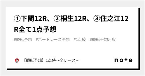 ⚔️①下関12r、②桐生12r、③住之江12r⚔️全て1点予想⚔️｜【競艇予想】1点侍～全レース1点絞りの予想屋