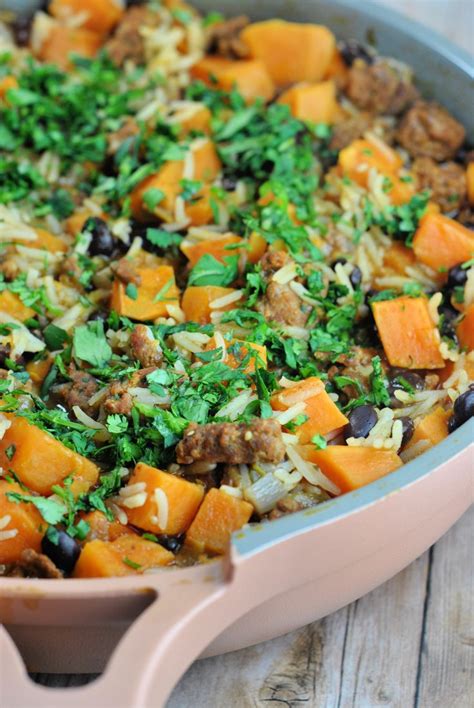 Mexican Chorizo Sweet Potato And Black Bean Rice Skillet Weekly Menu